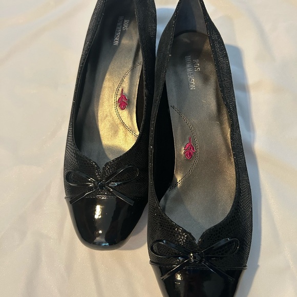 Ros Hommerson Tawnie Lizard Black Patent Low Heel with Bow Size 8.5W - Picture 2 of 7